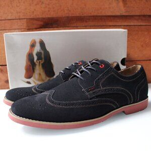 Hush Puppies Fowler EZ Dress Shoes Men’s 13W Navy Blue Suede Wingtip Oxford NEW